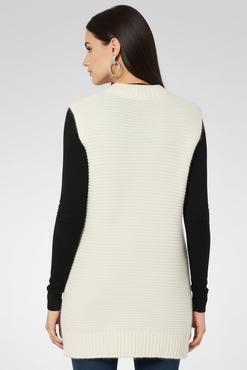 STELLA MCCARTNEY Women Crew Neck Crochet Vest Sweater, White - Image 3